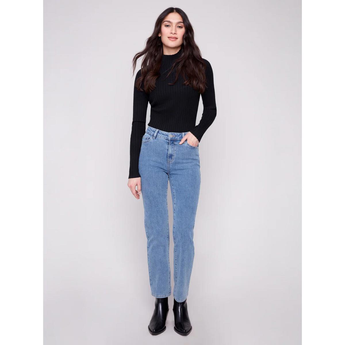 Charlie B Corduroy Straight Leg Pants - Denim